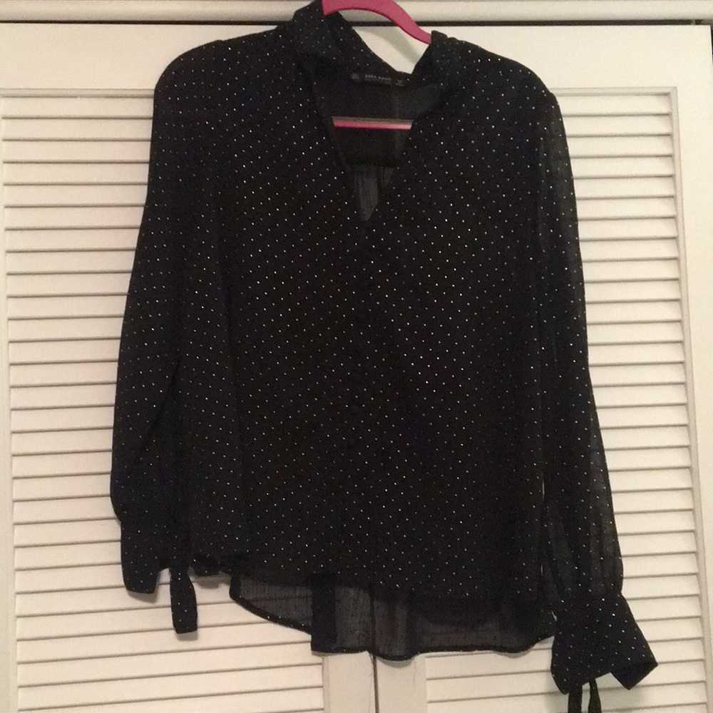 Zara top with gold raised polka dots buttons